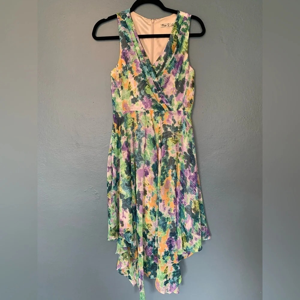 Eliza J watercolors impressionist look dress, size 4 spring/summer cocktail